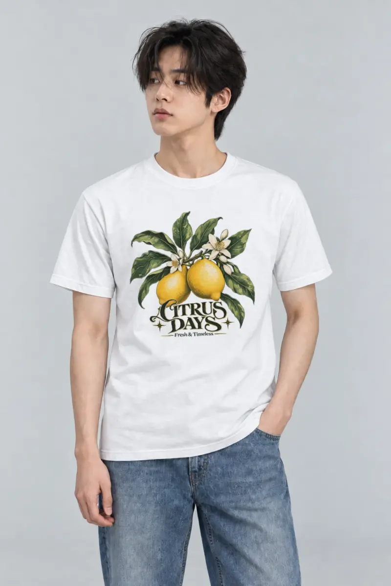 "Citrus Days" Heavyweight Unisex Crewneck T-shirt | Gildan 5000