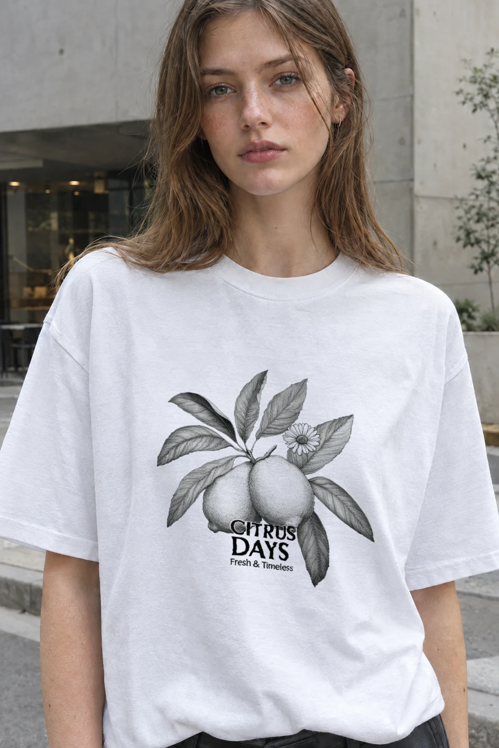 "Citrus Days" Heavyweight Unisex Crewneck T-shirt | Gildan 5000