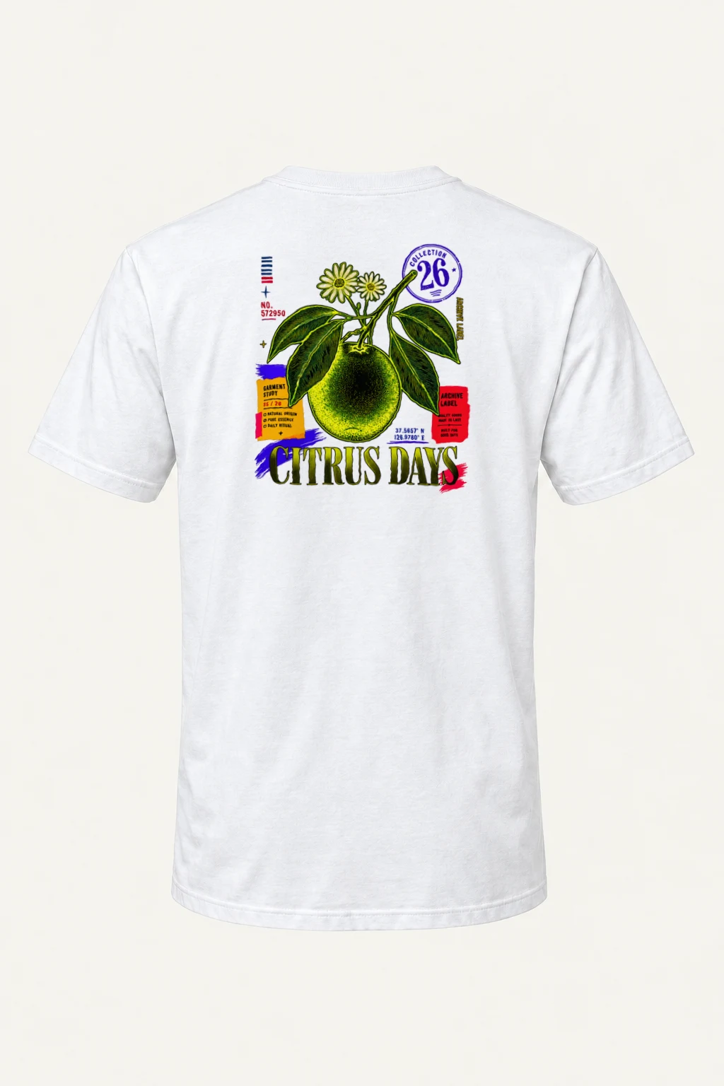 "Citrus Days" Heavyweight Unisex Crewneck T-shirt | Gildan 5000