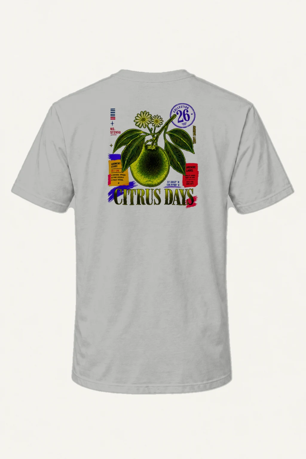 "Citrus Days" Heavyweight Unisex Crewneck T-shirt | Gildan 5000