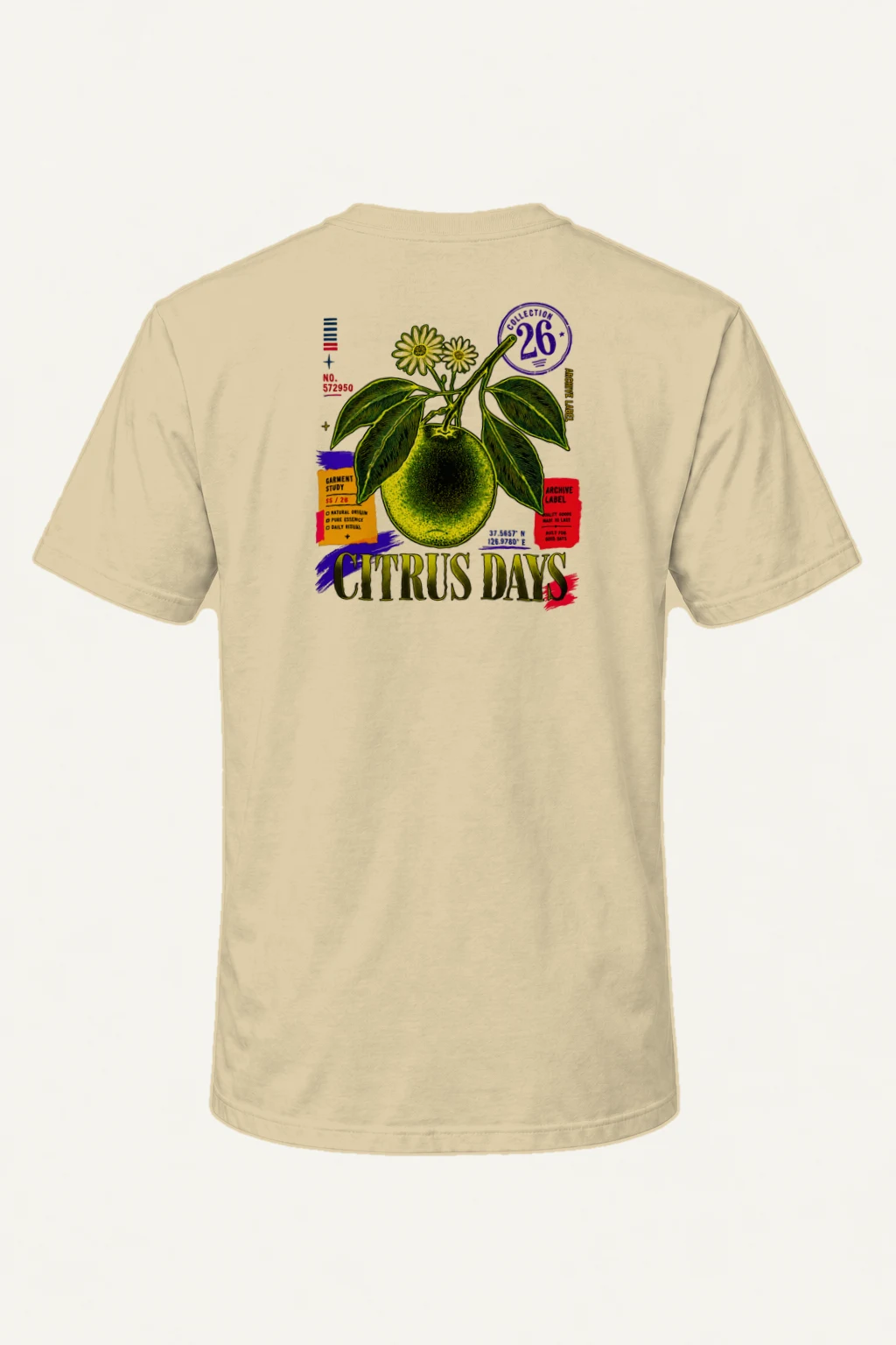 "Citrus Days" Heavyweight Unisex Crewneck T-shirt | Gildan 5000