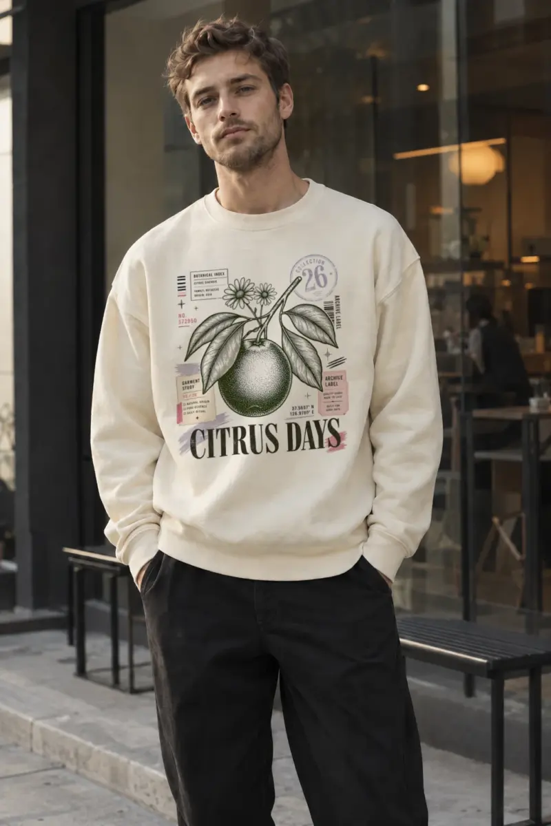"Citrus Days" Unisex Sponge Fleece Crewneck Sweatshirt | Bella + Canvas 3901