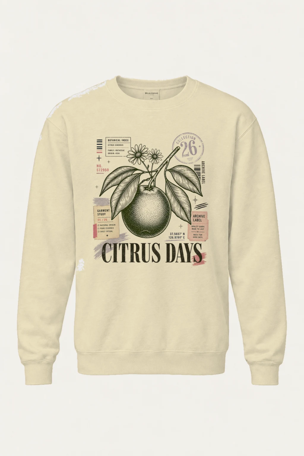 "Citrus Days" Unisex Sponge Fleece Crewneck Sweatshirt | Bella + Canvas 3901