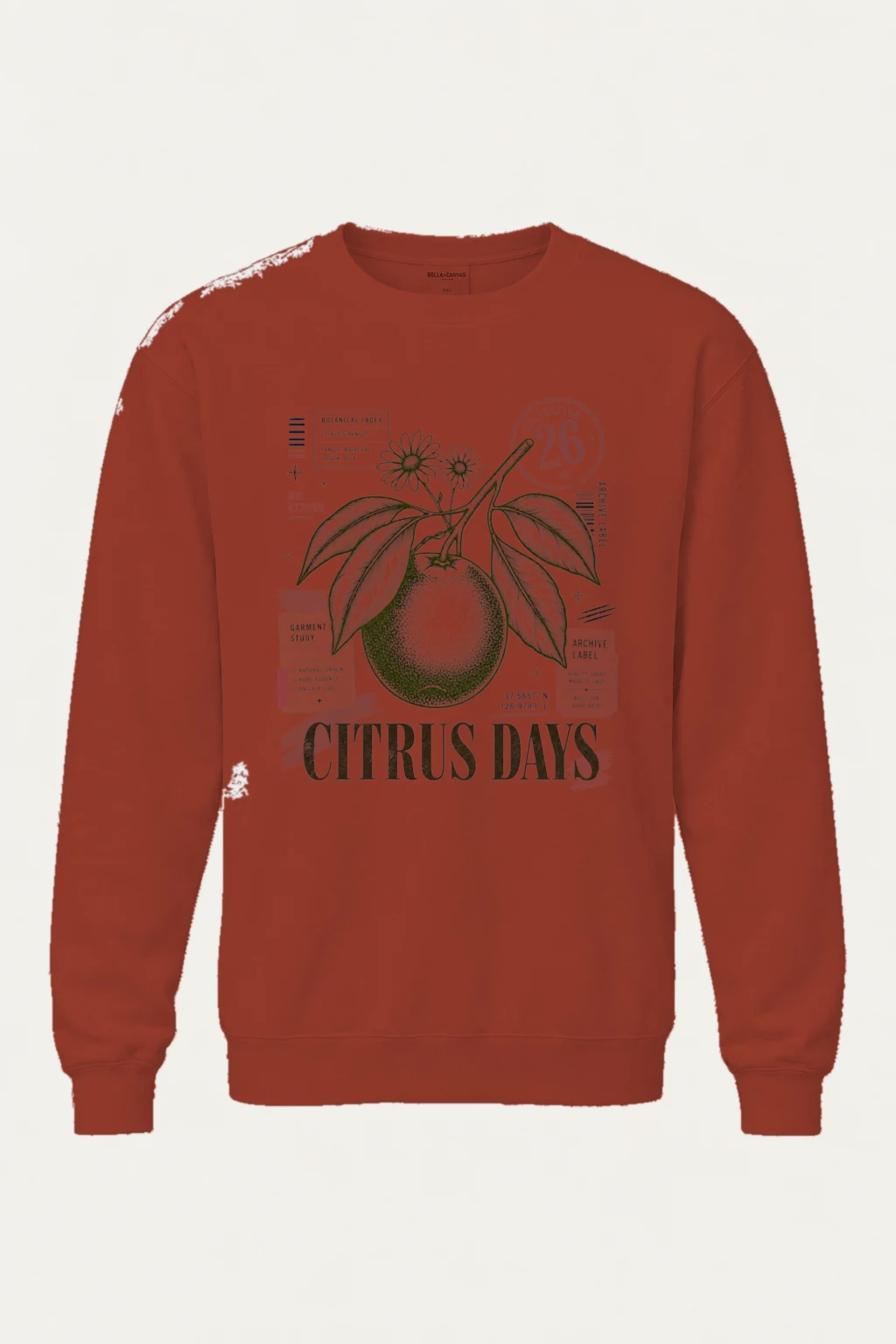 "Citrus Days" Unisex Sponge Fleece Crewneck Sweatshirt | Bella + Canvas 3901