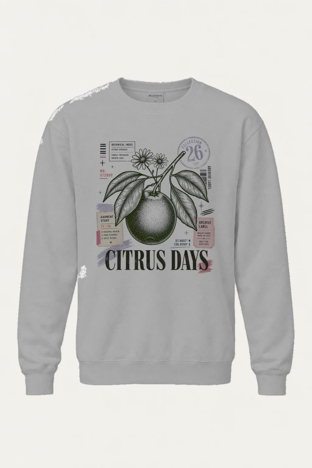"Citrus Days" Unisex Sponge Fleece Crewneck Sweatshirt | Bella + Canvas 3901
