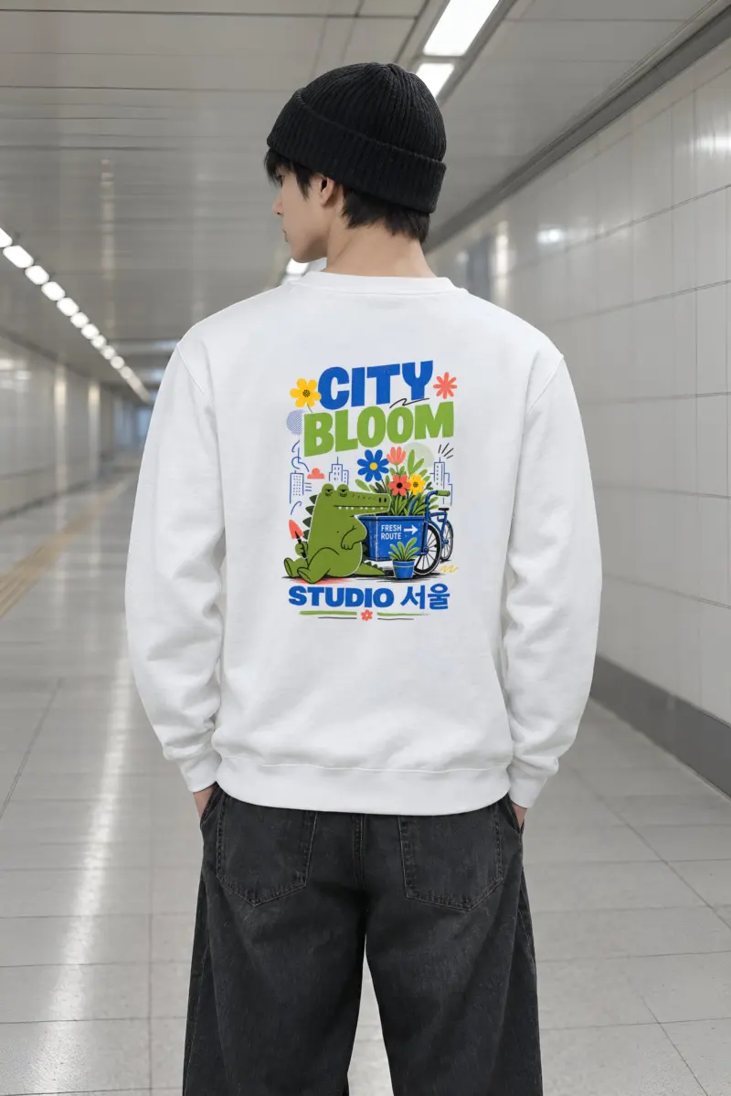 "City Bloom Route" Heavy Blend Unisex Crewneck Sweatshirt