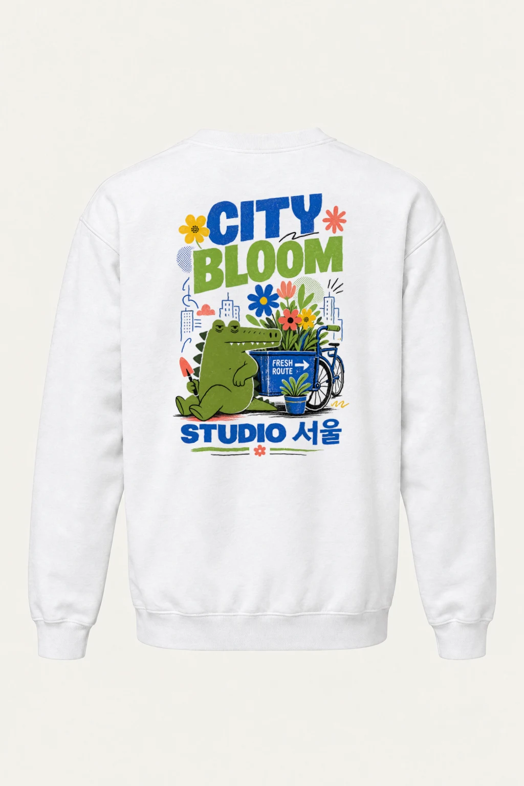 "City Bloom Route" Heavy Blend Unisex Crewneck Sweatshirt | Gildan 18000