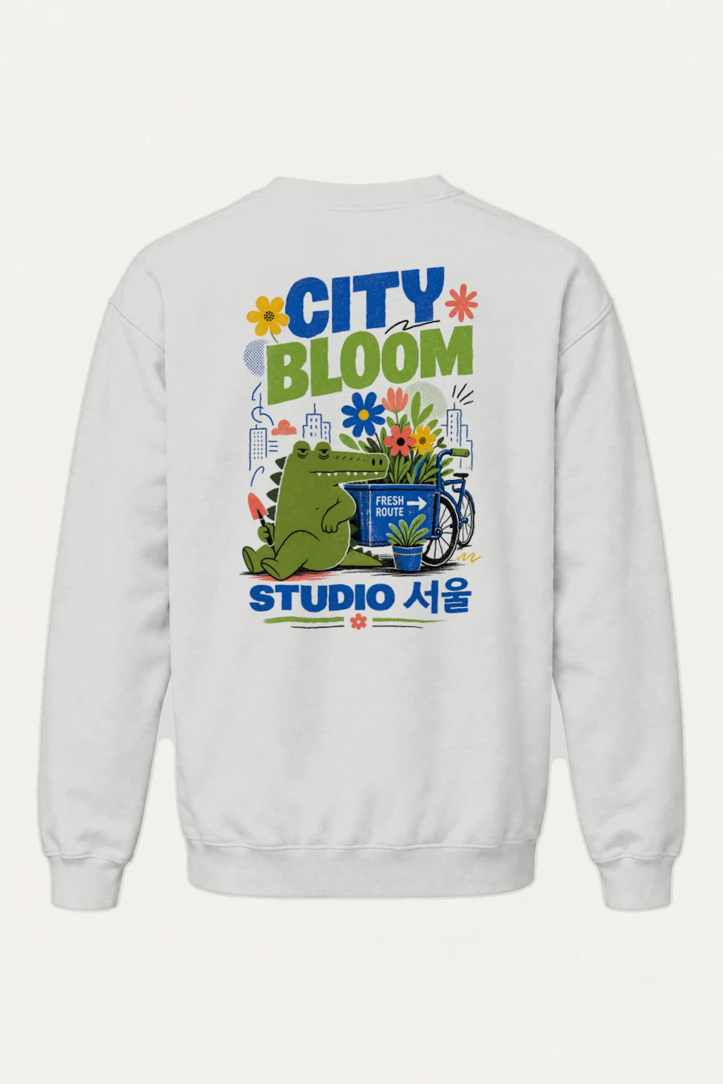 "City Bloom Route" Heavy Blend Unisex Crewneck Sweatshirt | Gildan 18000
