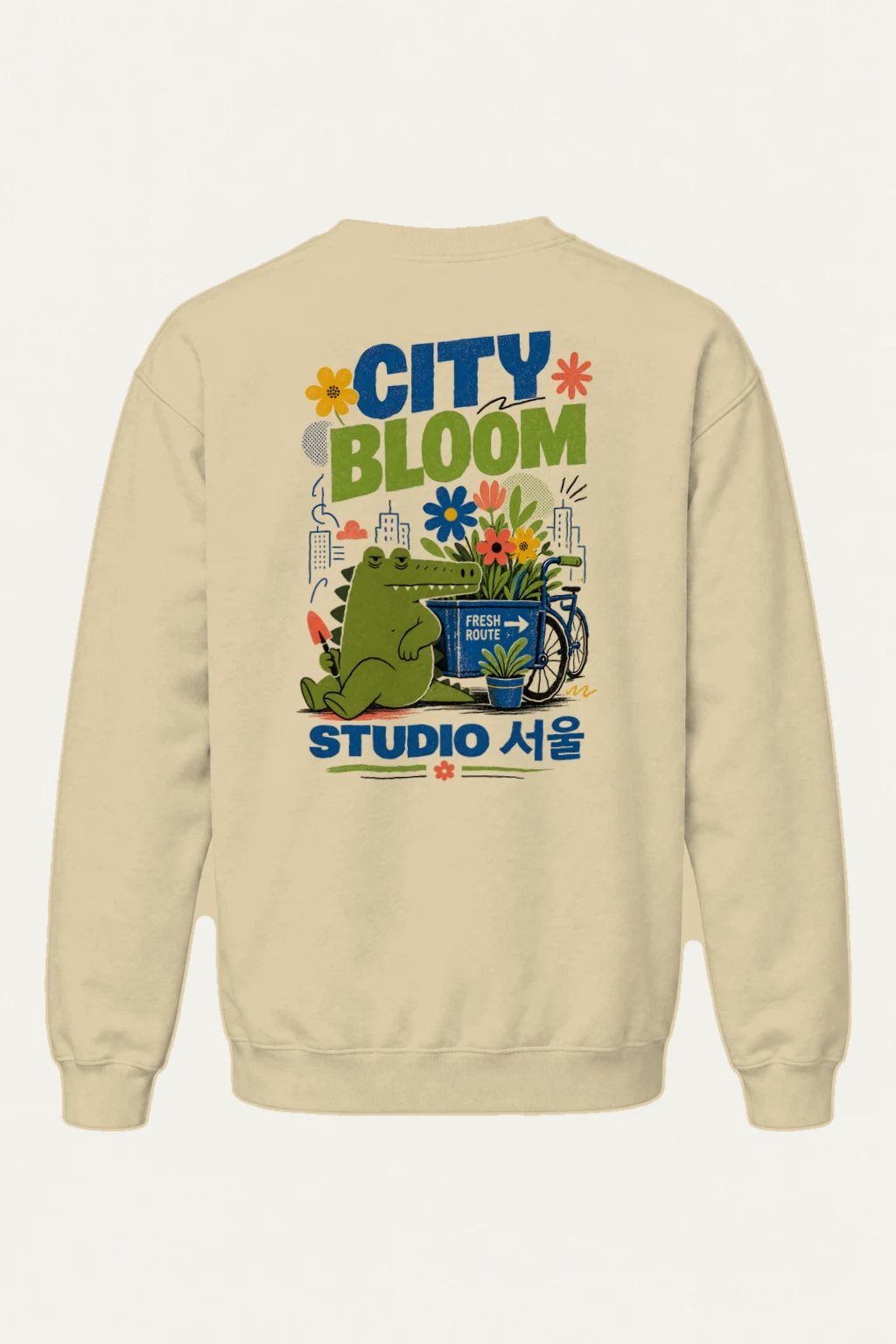 "City Bloom Route" Heavy Blend Unisex Crewneck Sweatshirt | Gildan 18000