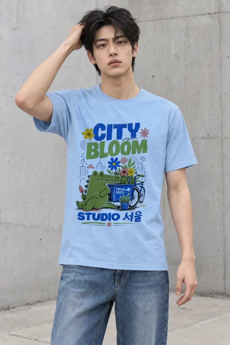 "City Bloom Route" Heavyweight Unisex Crewneck T-shirt