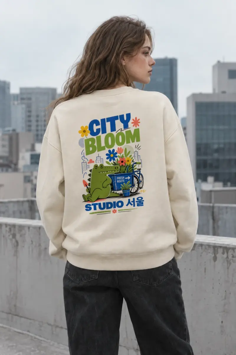 "City Bloom Route" Unisex Sponge Fleece Crewneck Sweatshirt | Bella + Canvas 3901
