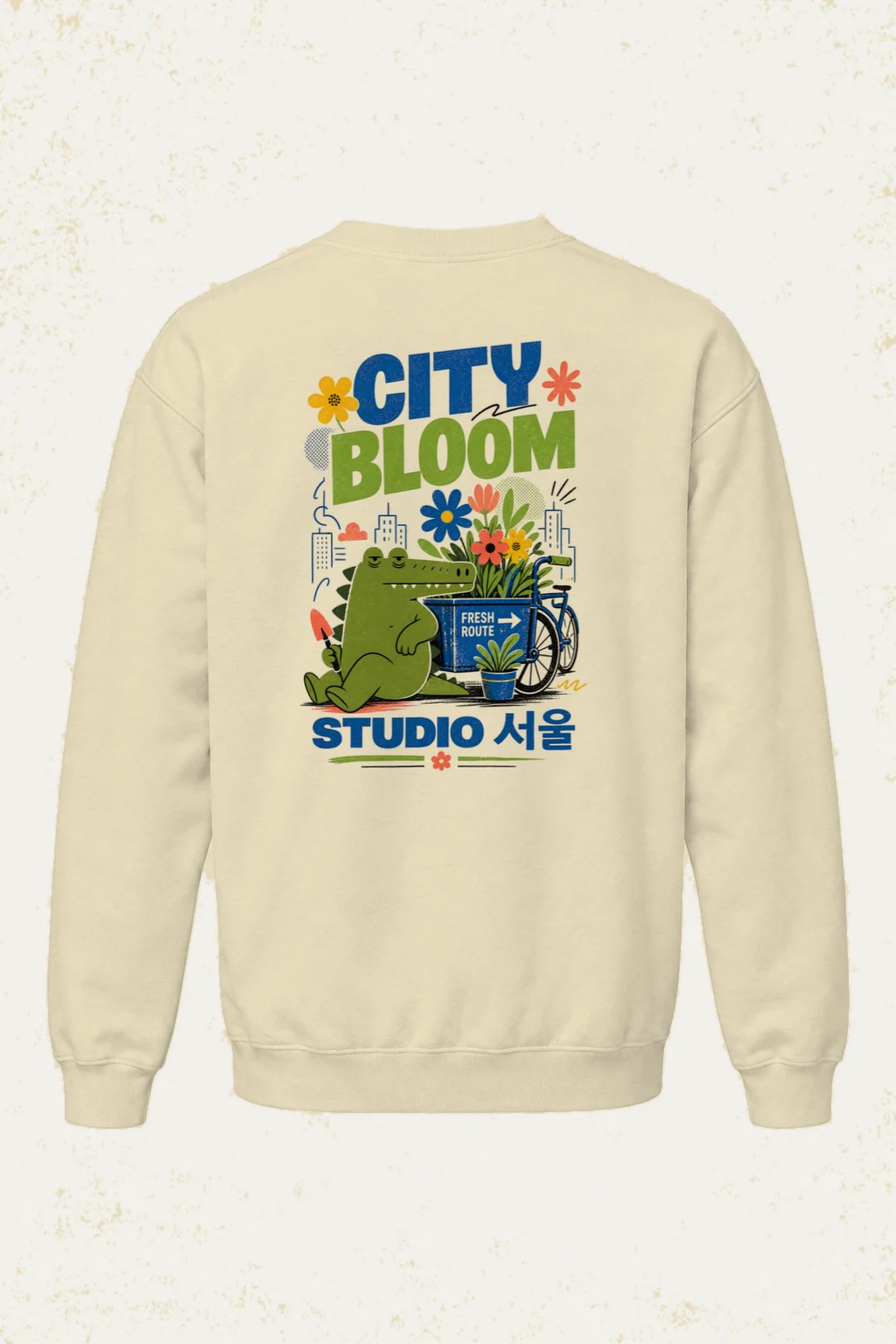 "City Bloom Route" Unisex Sponge Fleece Crewneck Sweatshirt | Bella + Canvas 3901