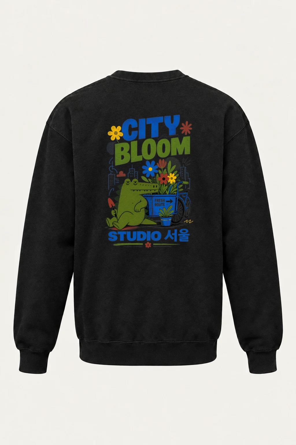 "City Bloom Route" Unisex Sponge Fleece Crewneck Sweatshirt | Bella + Canvas 3901