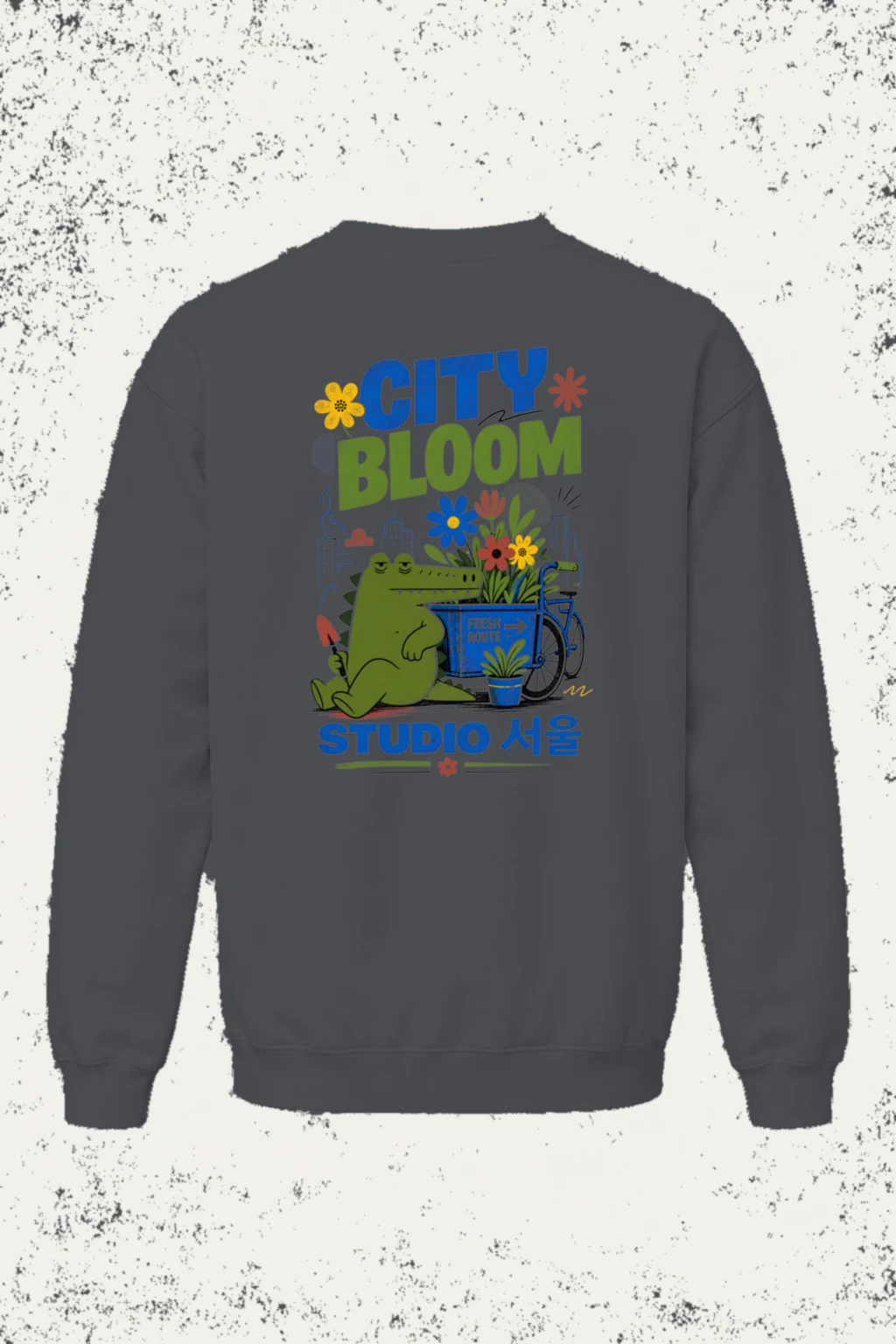"City Bloom Route" Unisex Sponge Fleece Crewneck Sweatshirt | Bella + Canvas 3901