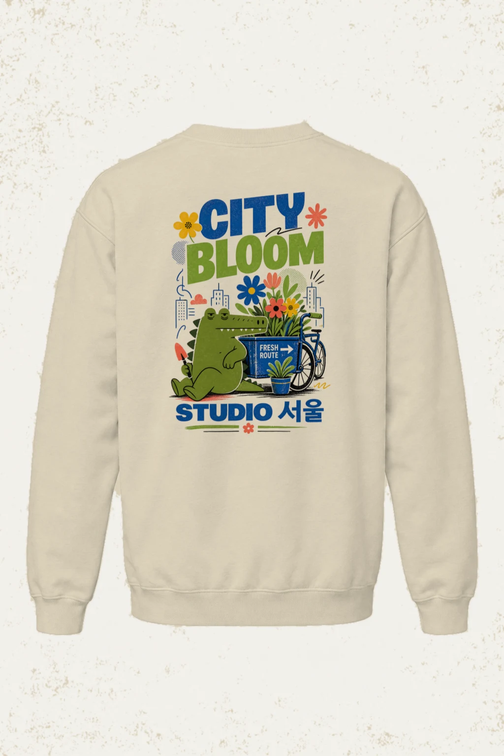 "City Bloom Route" Unisex Sponge Fleece Crewneck Sweatshirt | Bella + Canvas 3901
