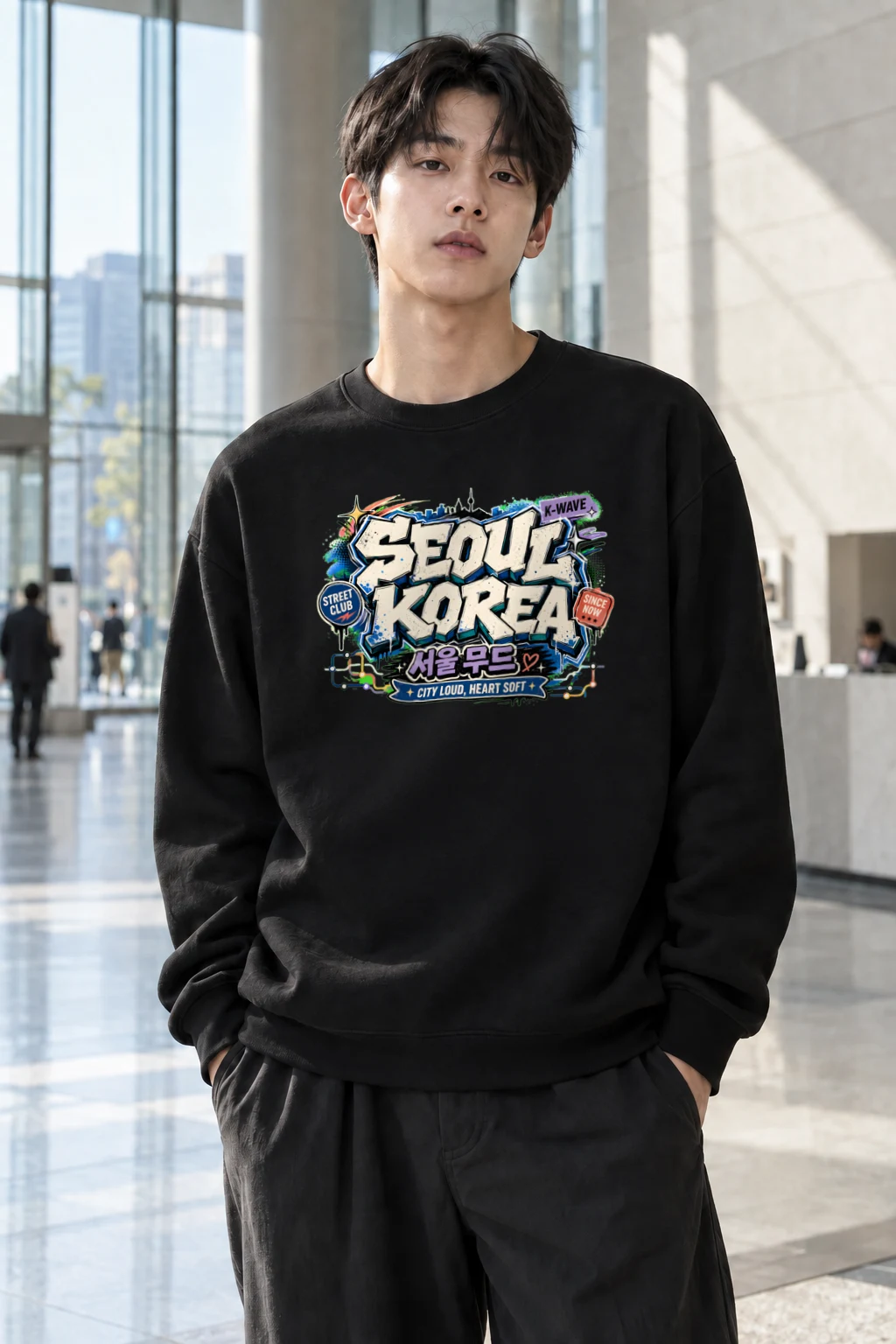 "City Loud, Heart Soft" Heavy Blend Unisex Crewneck Sweatshirt | Gildan 18000