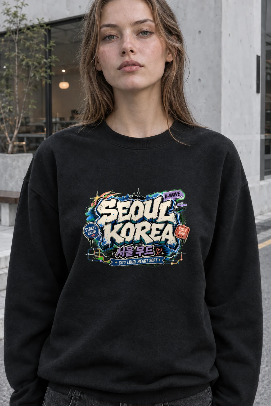 "City Loud, Heart Soft" Heavy Blend Unisex Crewneck Sweatshirt | Gildan 18000