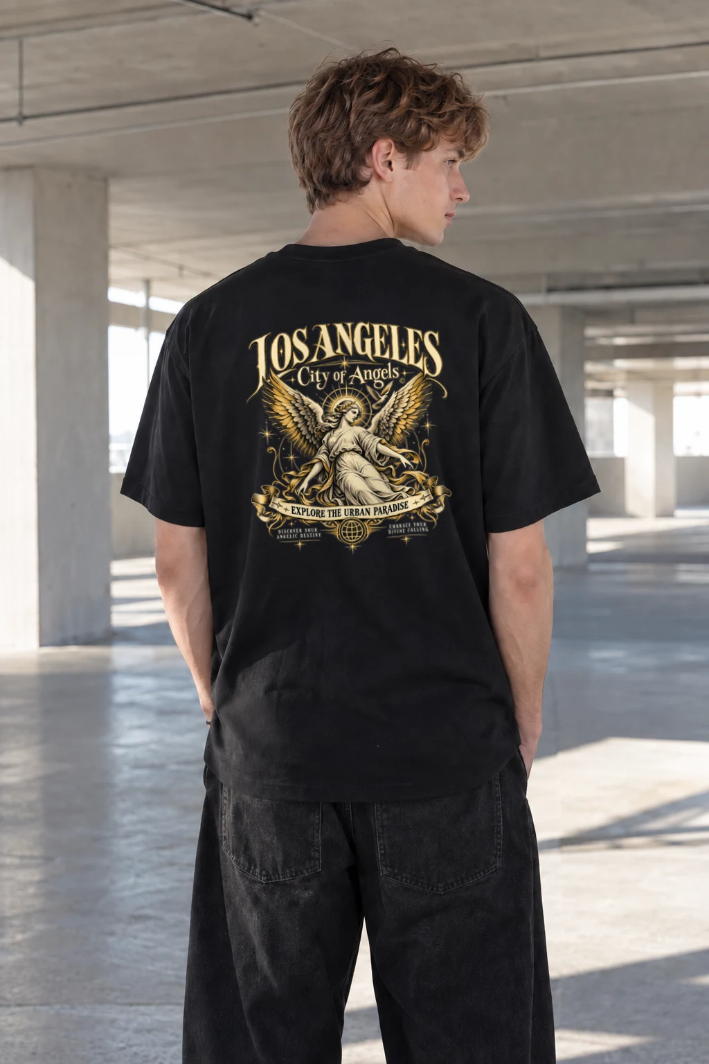 "City Of Angels" Heavyweight Unisex Crewneck T-shirt | Gildan 5000