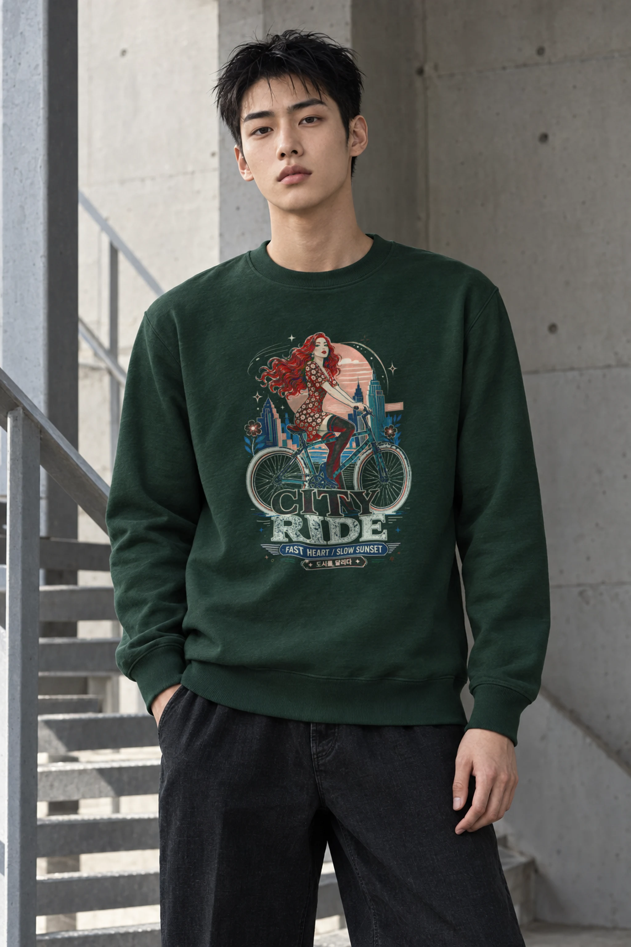 "City Ride" Heavy Blend Unisex Crewneck Sweatshirt