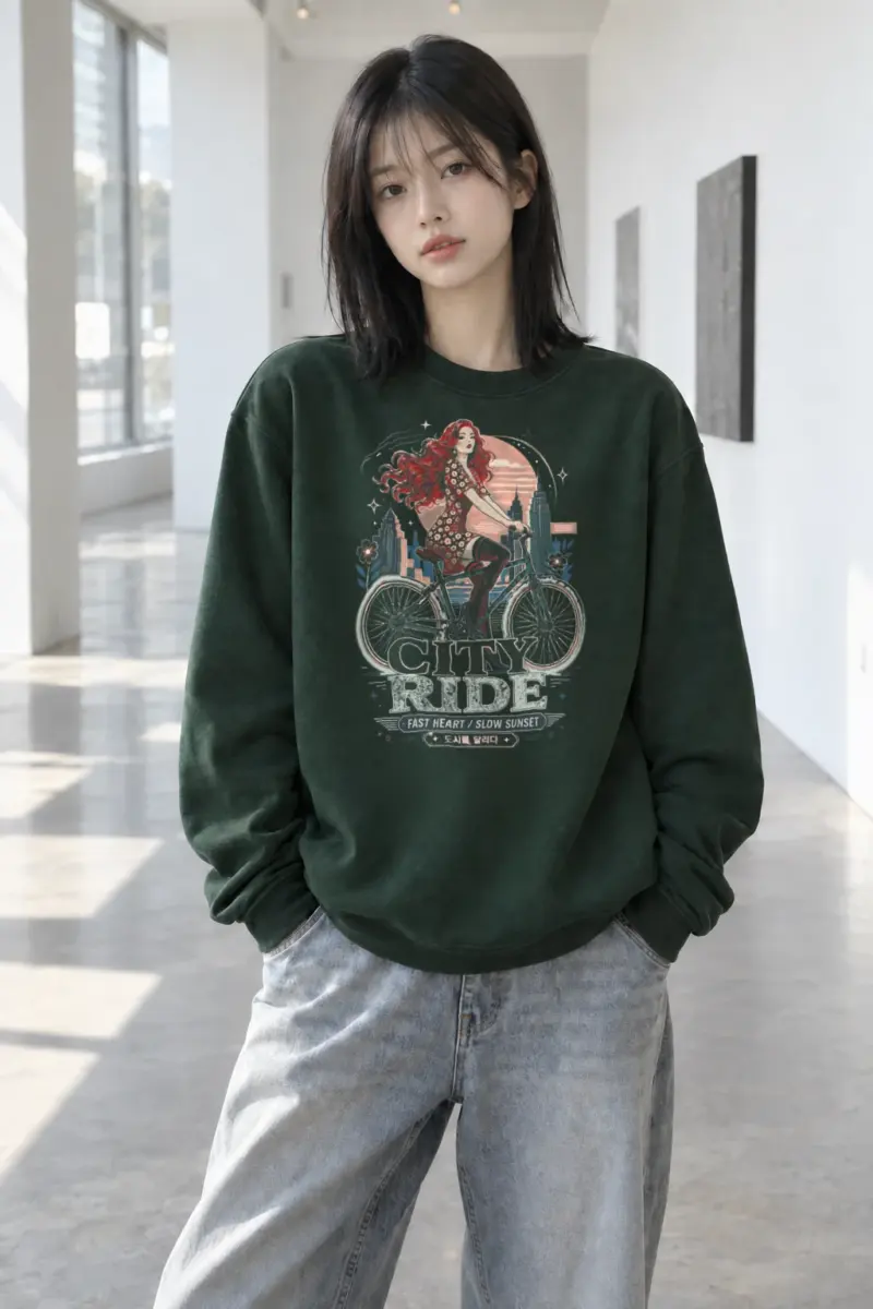 "City Ride" Heavy Blend Unisex Crewneck Sweatshirt | Gildan 18000