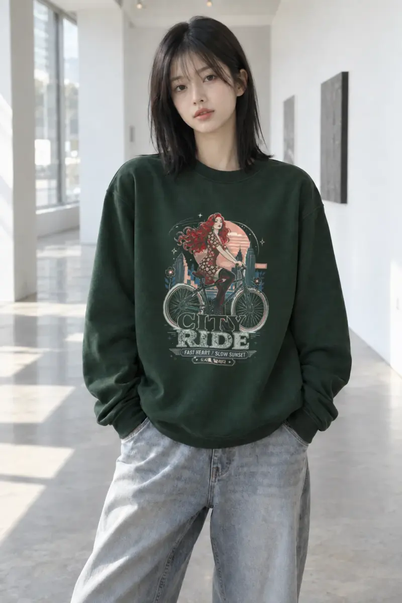 "City Ride" Heavy Blend Unisex Crewneck Sweatshirt | Gildan 18000