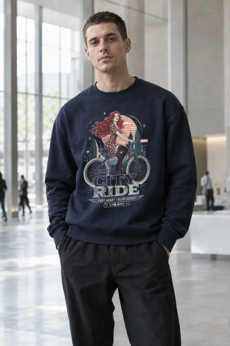 "City Ride" Unisex Sponge Fleece Crewneck Sweatshirt | Bella + Canvas 3901