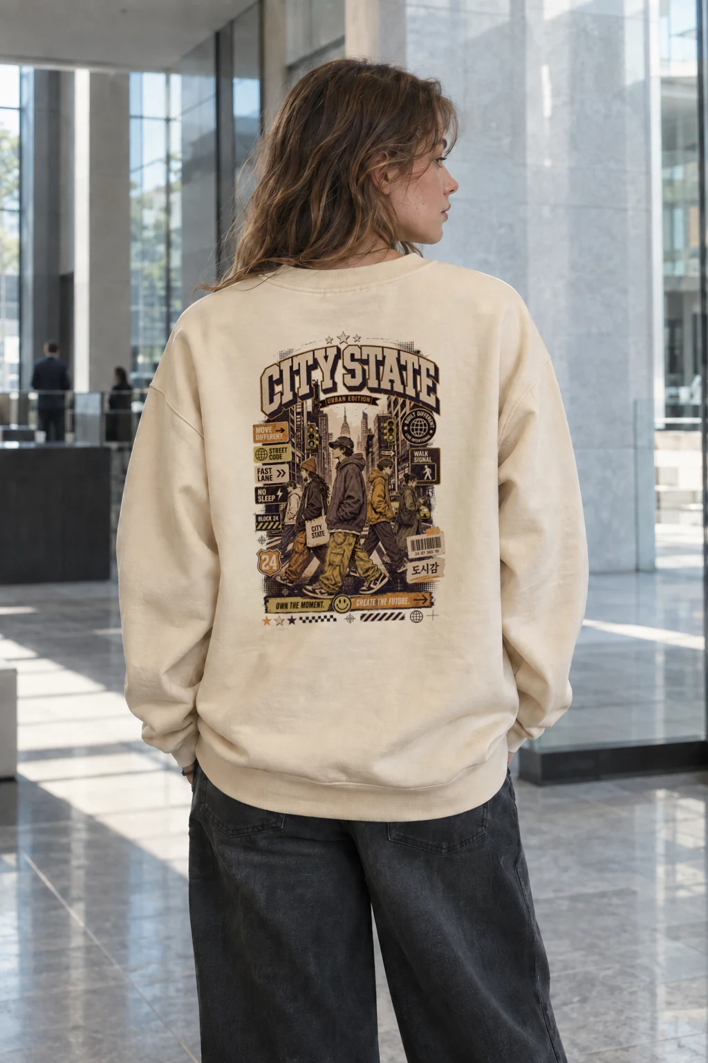 "City State 24" Unisex Sponge Fleece Crewneck Sweatshirt | Bella + Canvas 3901