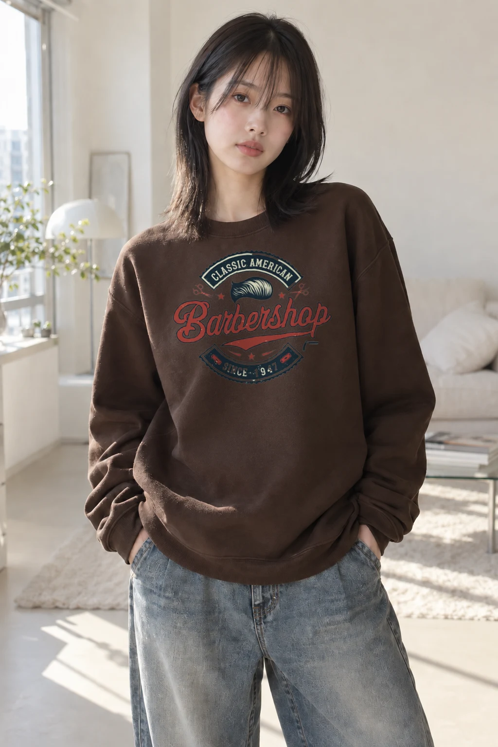 "Classic American Barbershop" Heavy Blend Unisex Crewneck Sweatshirt | Gildan 18000