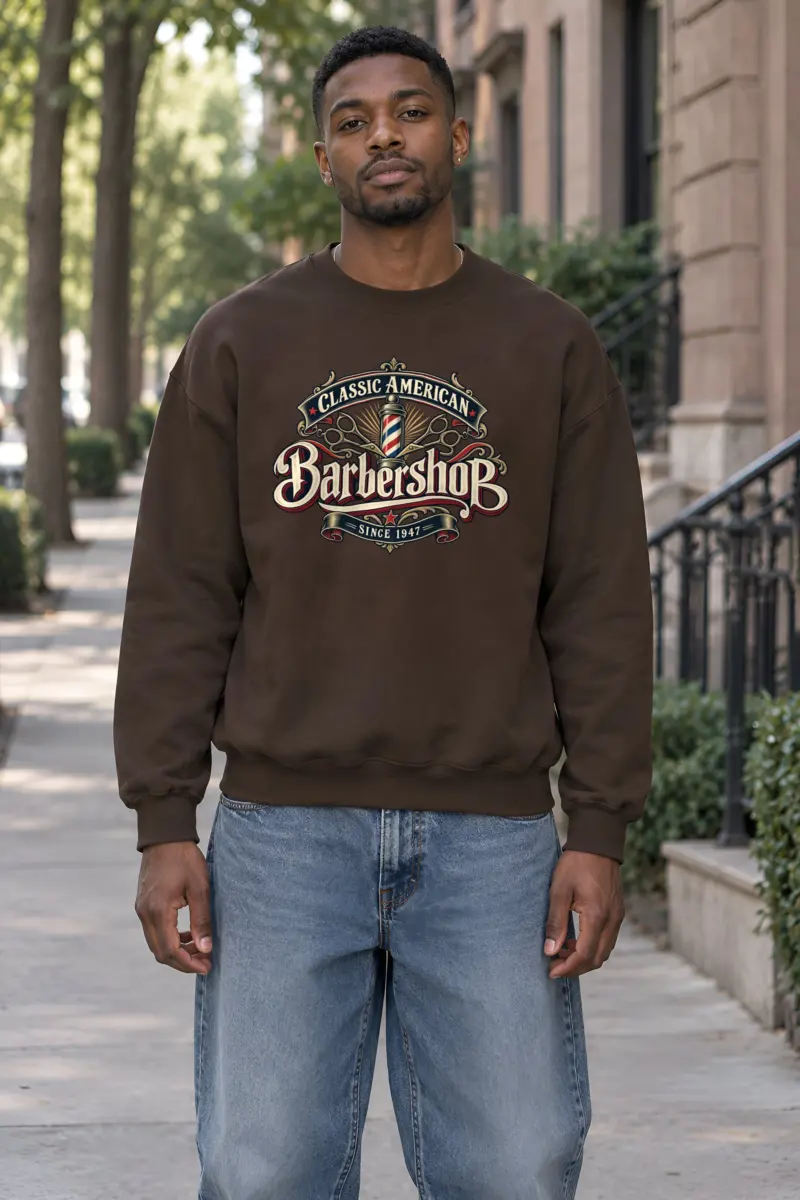 "Classic American Barbershop" Heavy Blend Unisex Crewneck Sweatshirt