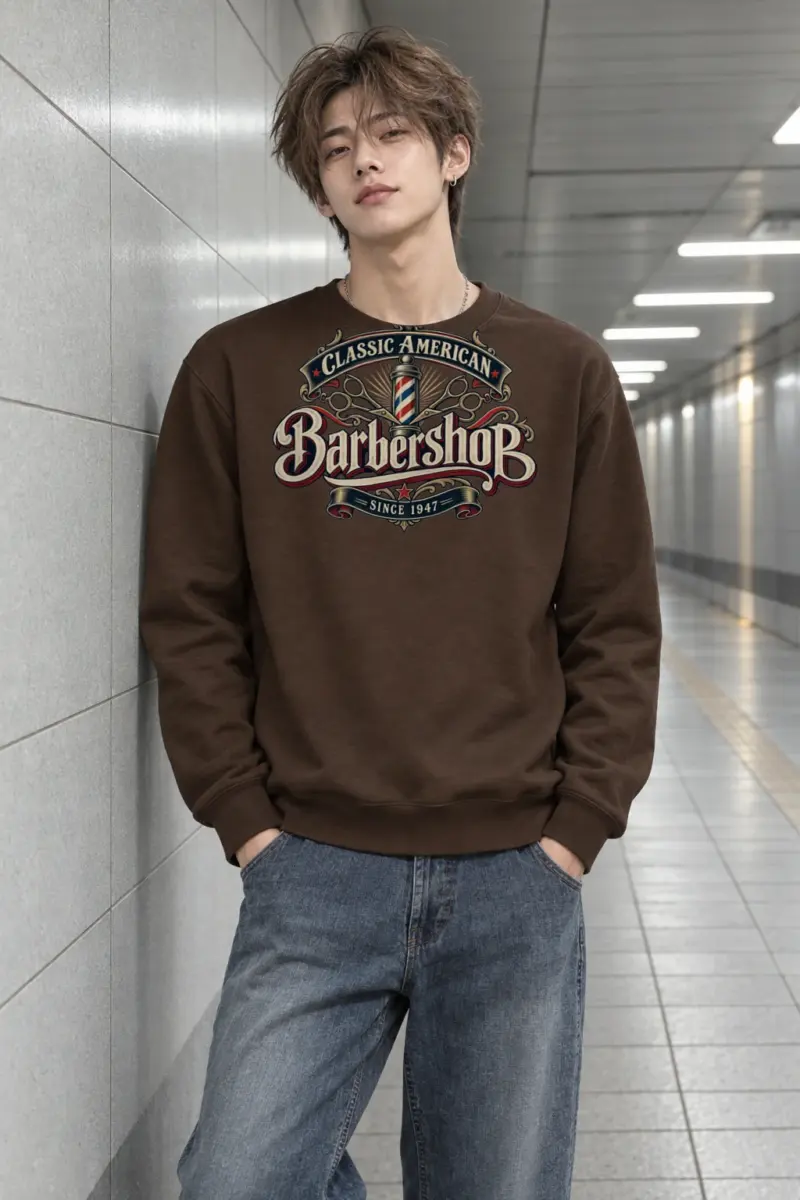"Classic American Barbershop" Heavy Blend Unisex Crewneck Sweatshirt