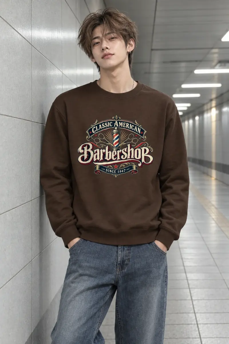 "Classic American Barbershop" Heavy Blend Unisex Crewneck Sweatshirt
