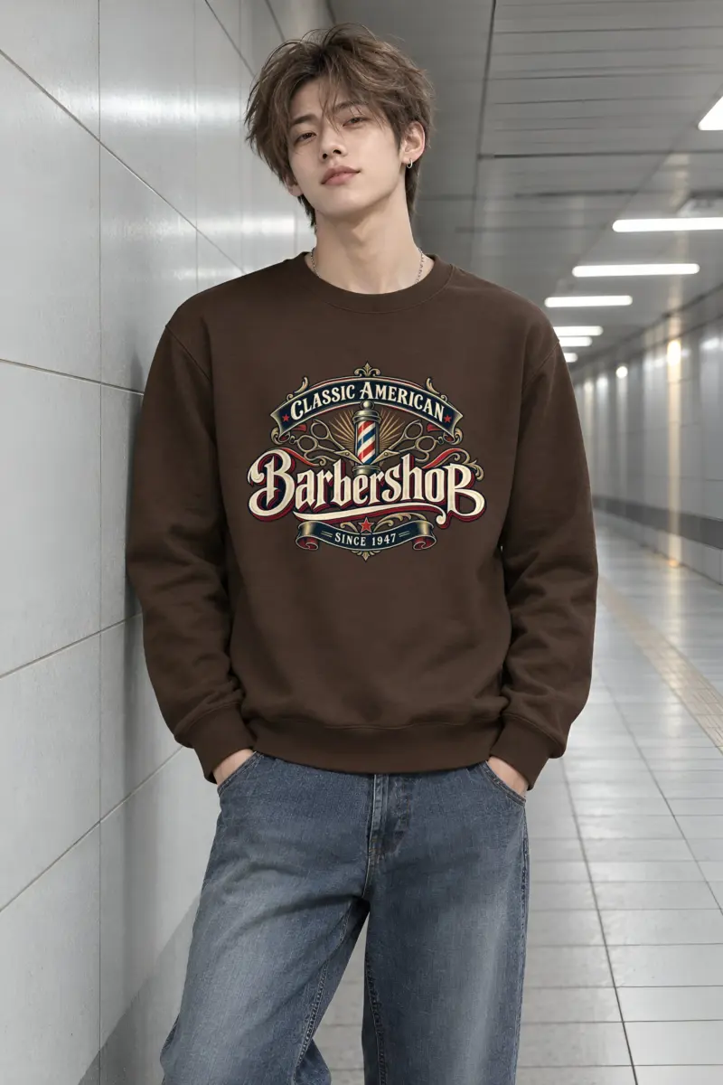 "Classic American Barbershop" Heavy Blend Unisex Crewneck Sweatshirt