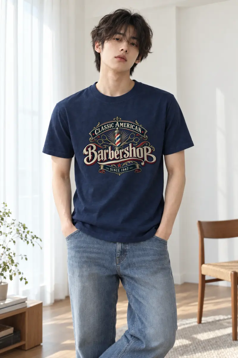 "Classic American Barbershop" Heavyweight Unisex Crewneck T-shirt