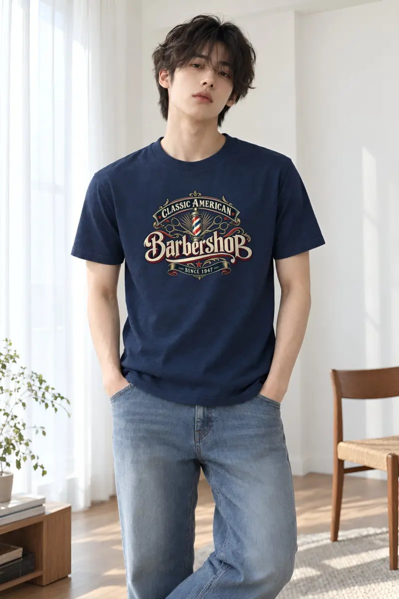 "Classic American Barbershop" Heavyweight Unisex Crewneck T-shirt