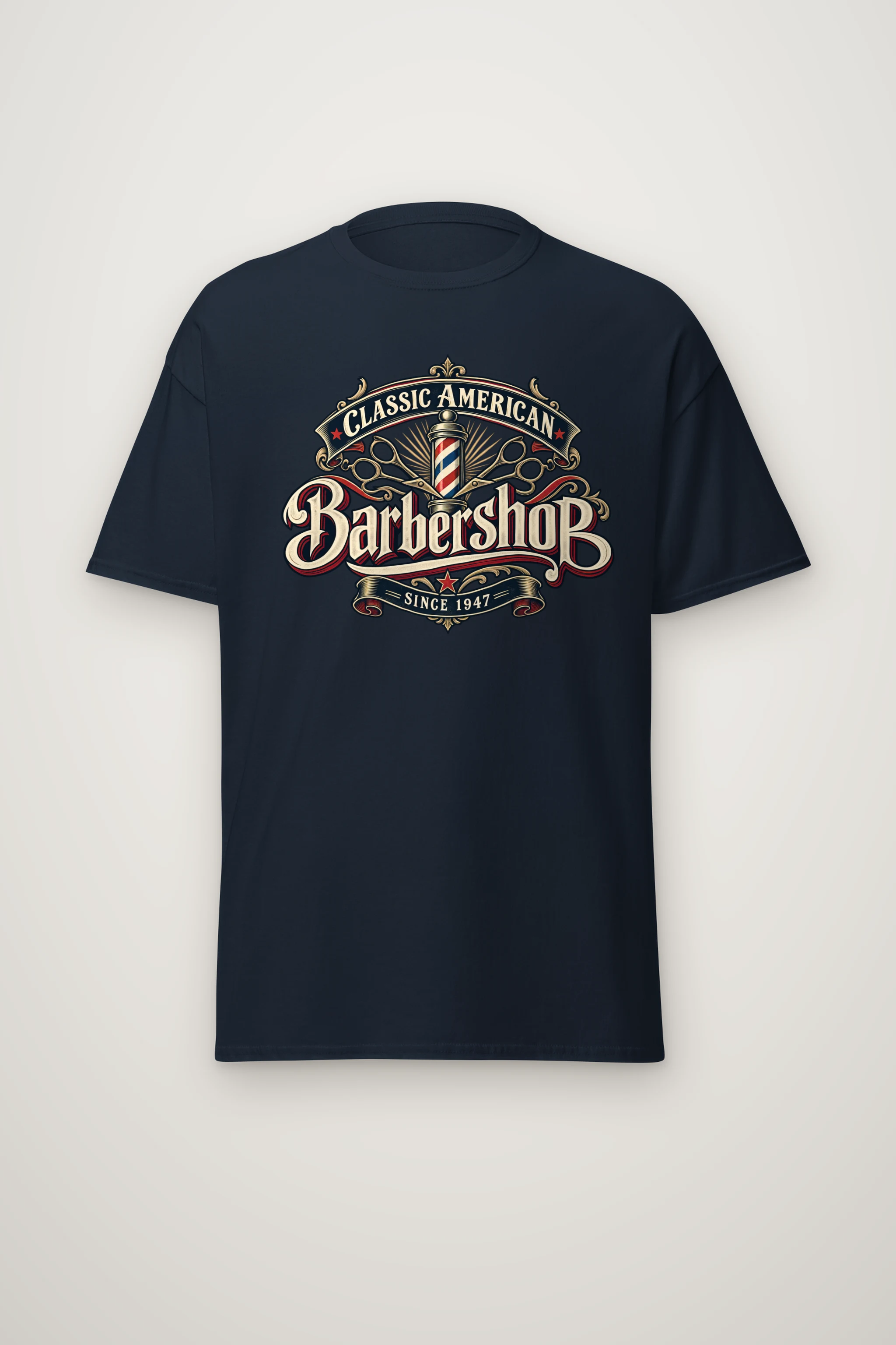 "Classic American Barbershop" Heavyweight Unisex Crewneck T-shirt