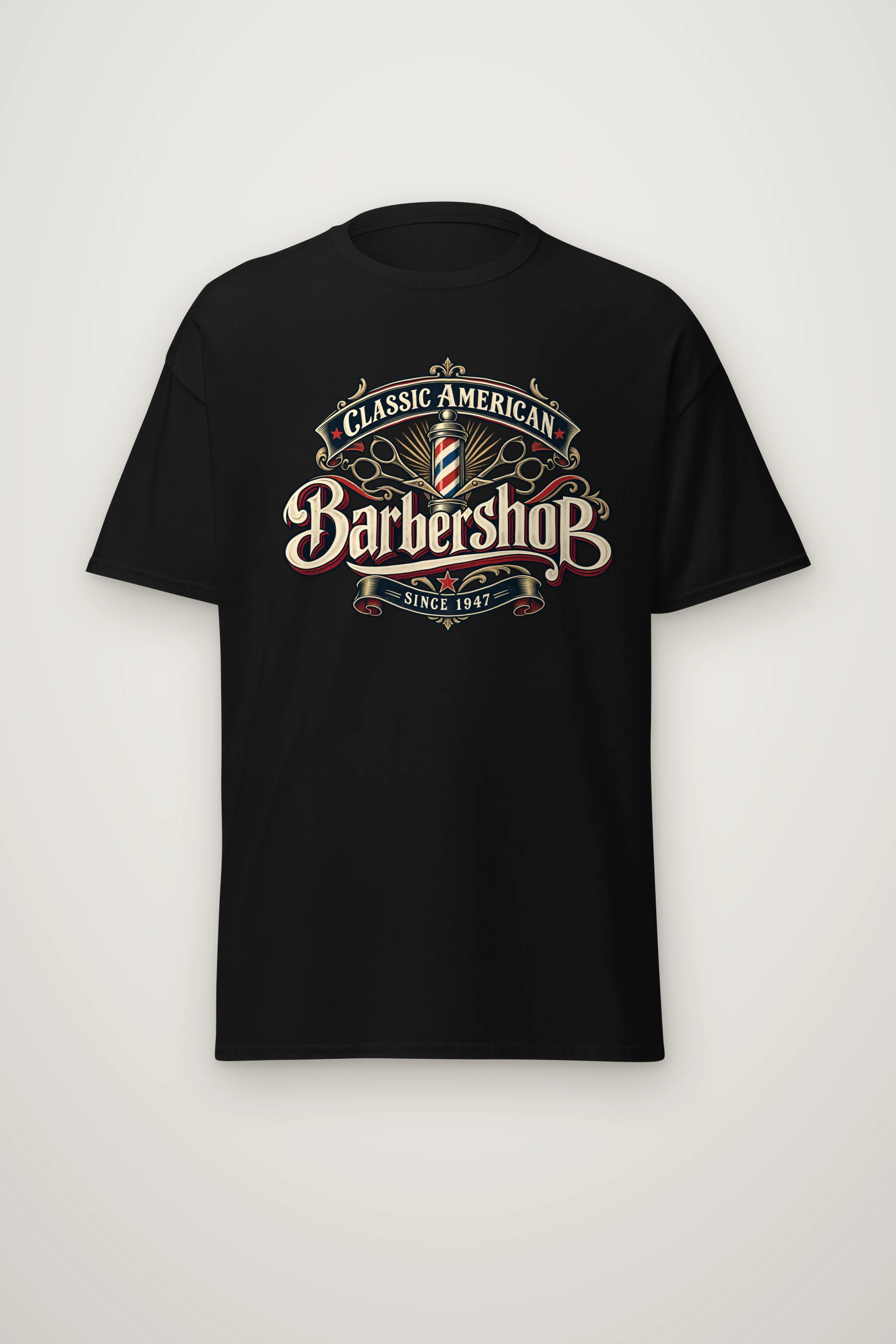 "Classic American Barbershop" Heavyweight Unisex Crewneck T-shirt