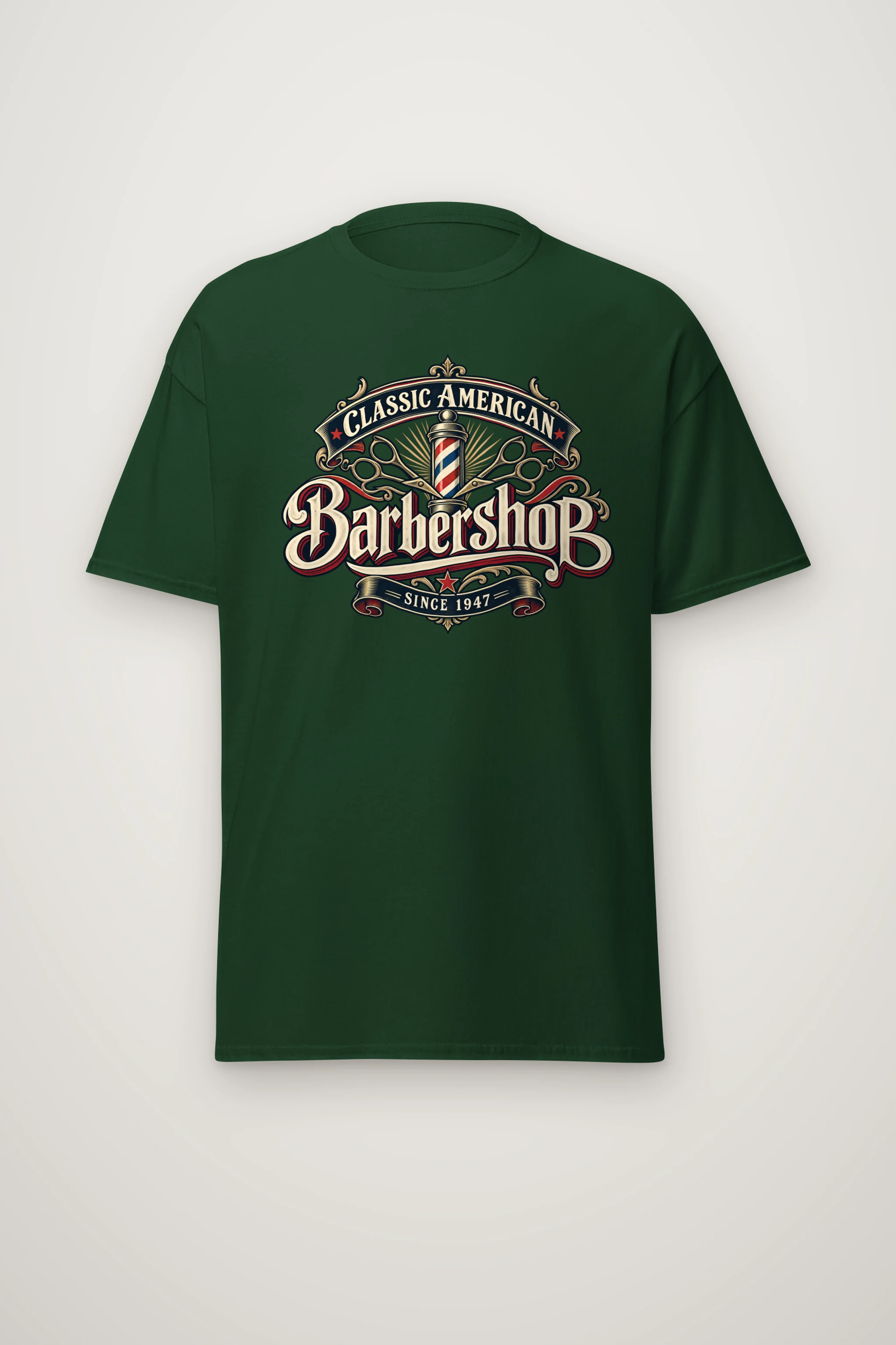 "Classic American Barbershop" Heavyweight Unisex Crewneck T-shirt