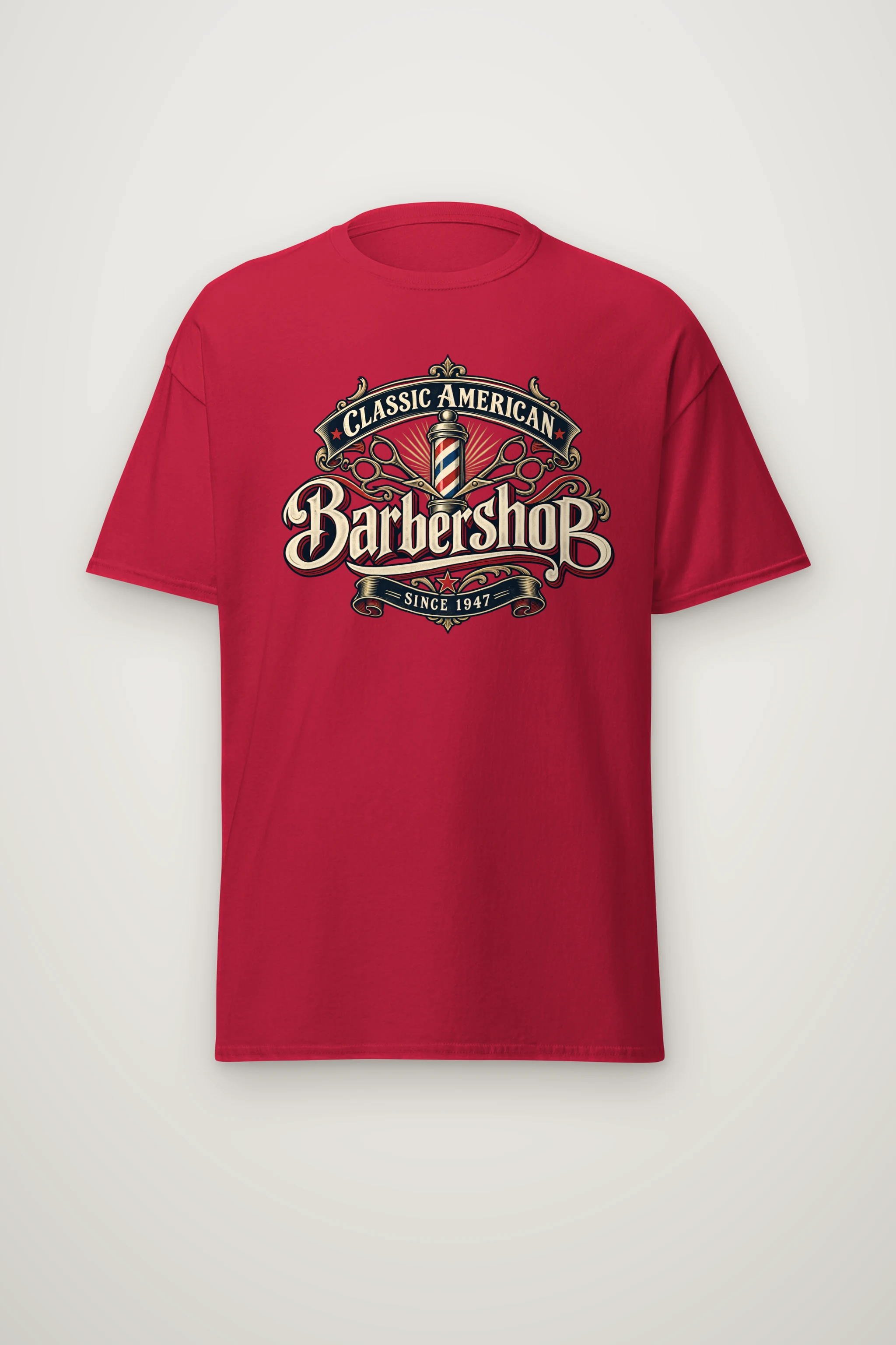 "Classic American Barbershop" Heavyweight Unisex Crewneck T-shirt