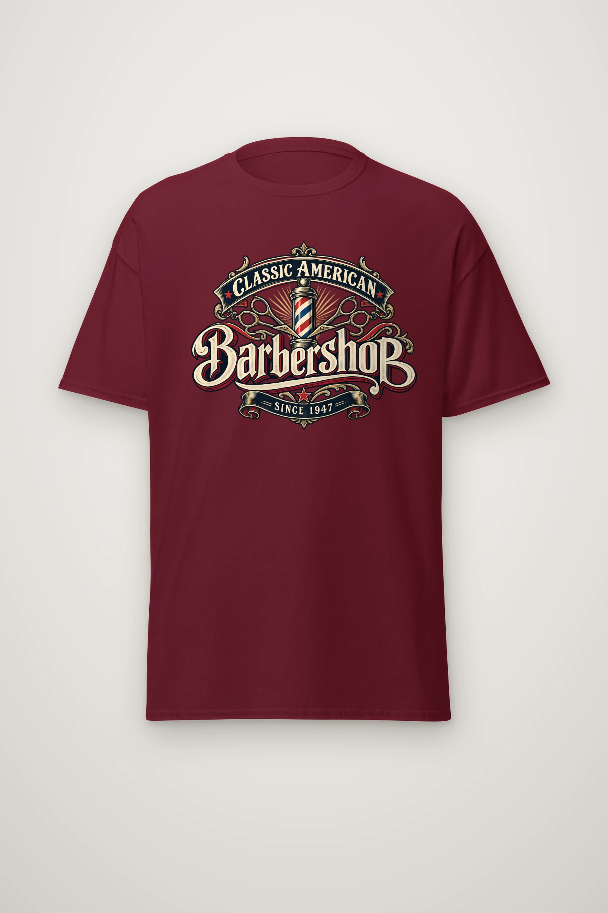 "Classic American Barbershop" Heavyweight Unisex Crewneck T-shirt