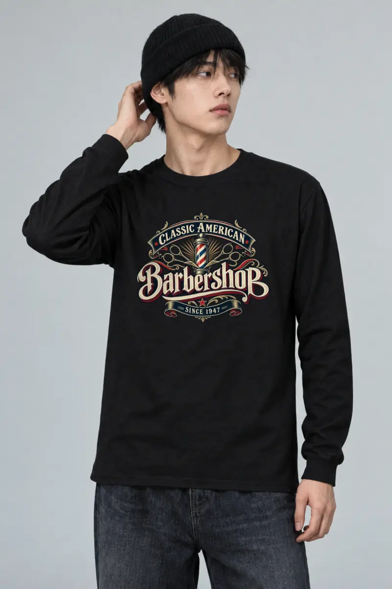 "Classic American Barbershop" Unisex Longsleeve T-shirt