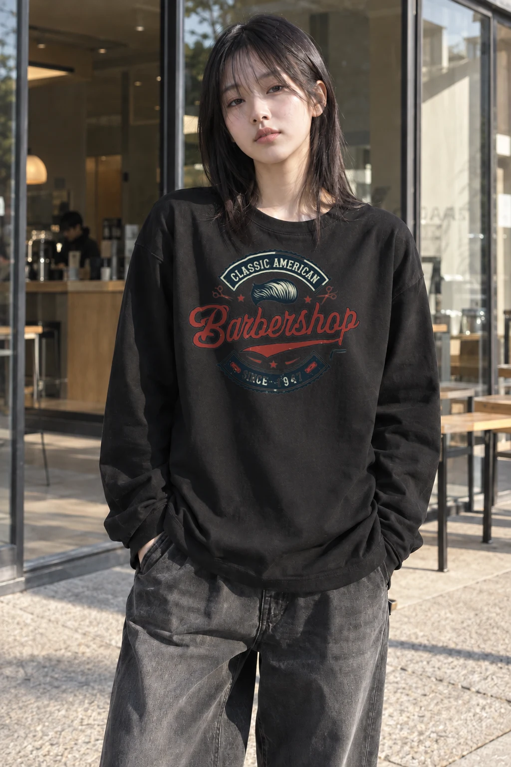 "Classic American Barbershop" Unisex Longsleeve T-shirt | Gildan 2400