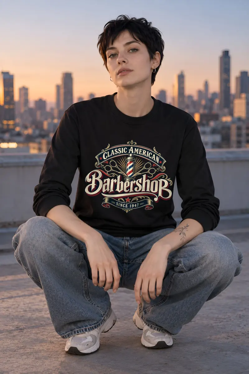 "Classic American Barbershop" Unisex Longsleeve T-shirt
