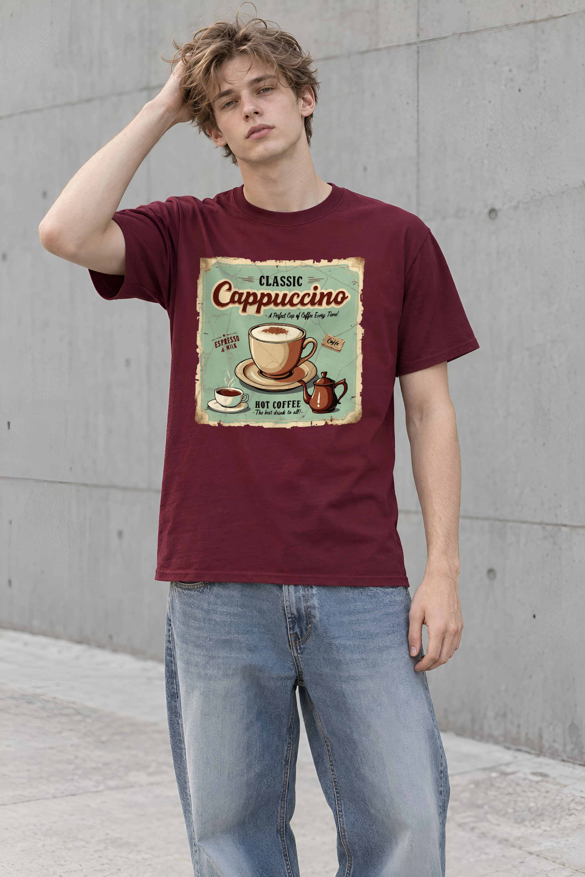 "Classic Cappuccino" Heavyweight Unisex Crewneck T-shirt