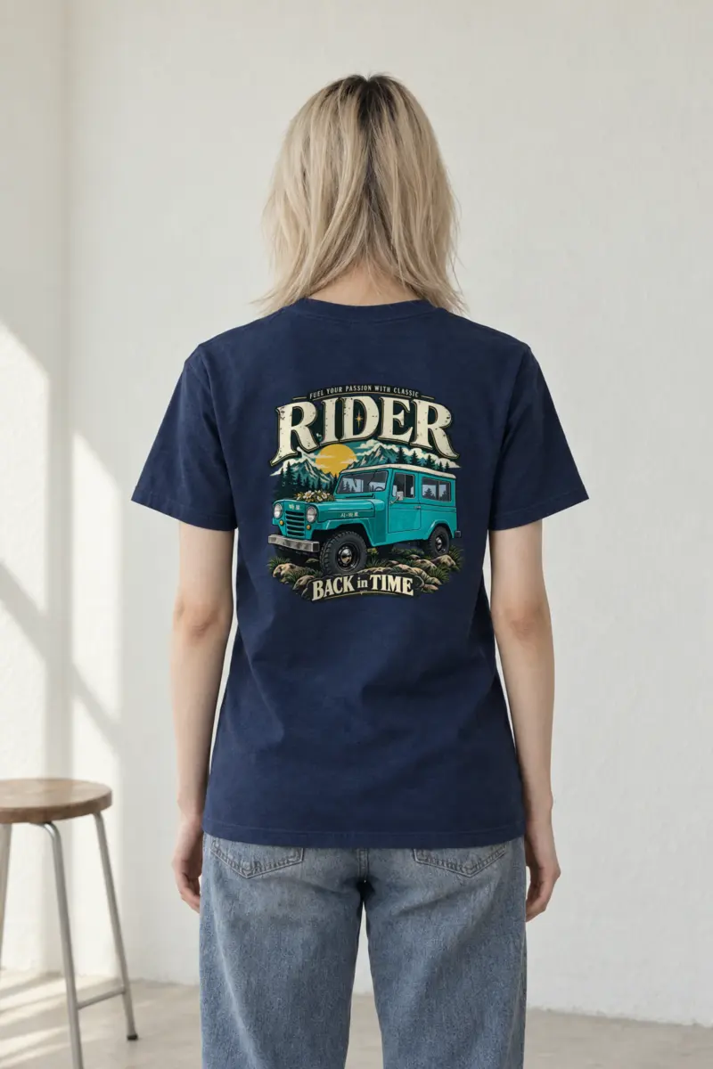 "Classic Rider Back In Time" Heavyweight Unisex Crewneck T-shirt