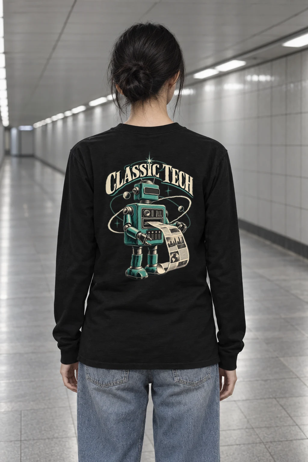 "Classic Tech Newsbot" Unisex Longsleeve T-shirt