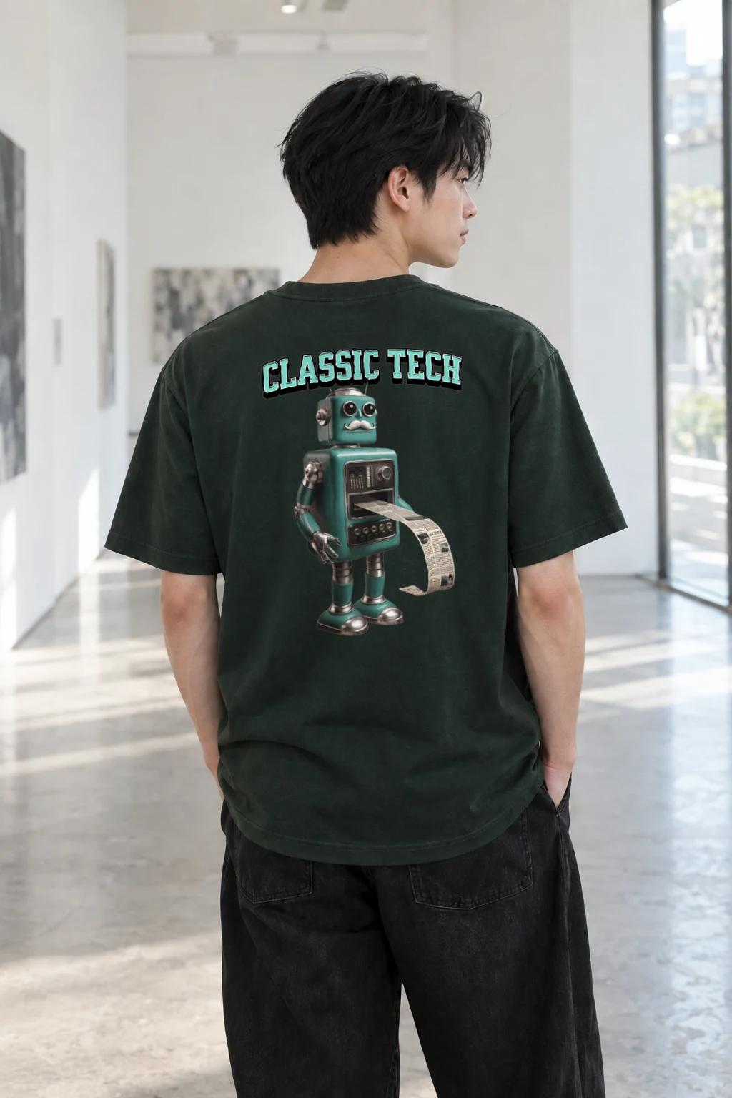 "Classic Tech Robot" Heavyweight Unisex Crewneck T-shirt | Gildan 5000