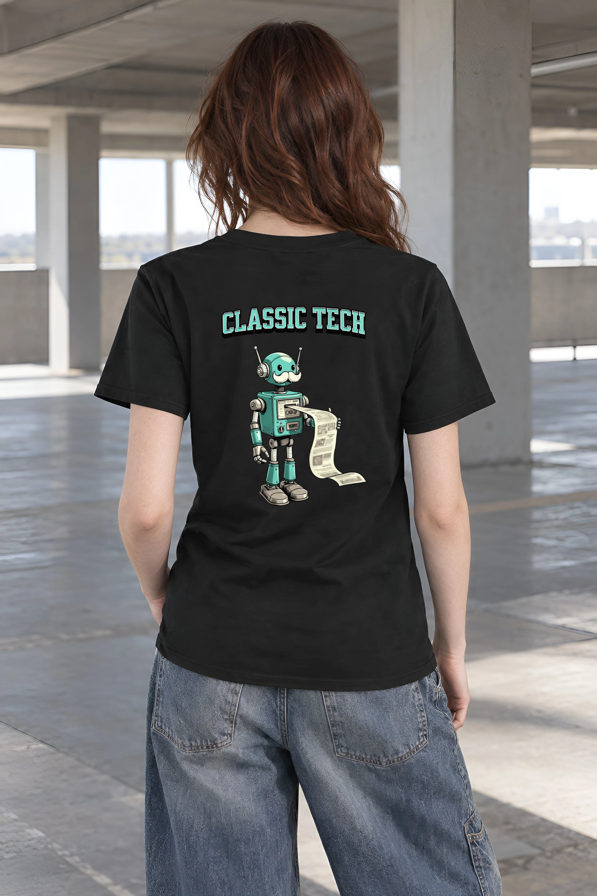 "Classic Tech Robot" Heavyweight Unisex Crewneck T-shirt