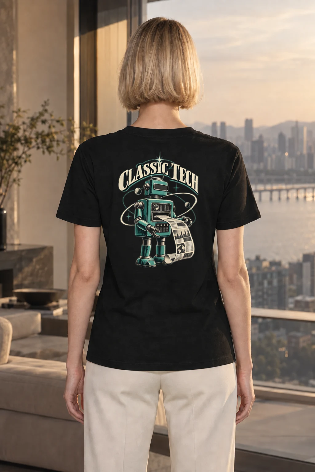 "Classy Tech Robot" Heavyweight Unisex Crewneck T-shirt | Gildan 5000