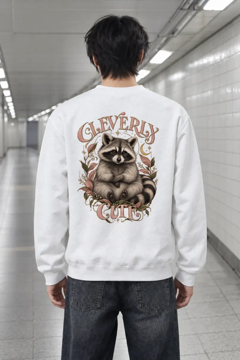 "Cleverly Cute Raccoon" Heavy Blend Unisex Crewneck Sweatshirt | Gildan 18000