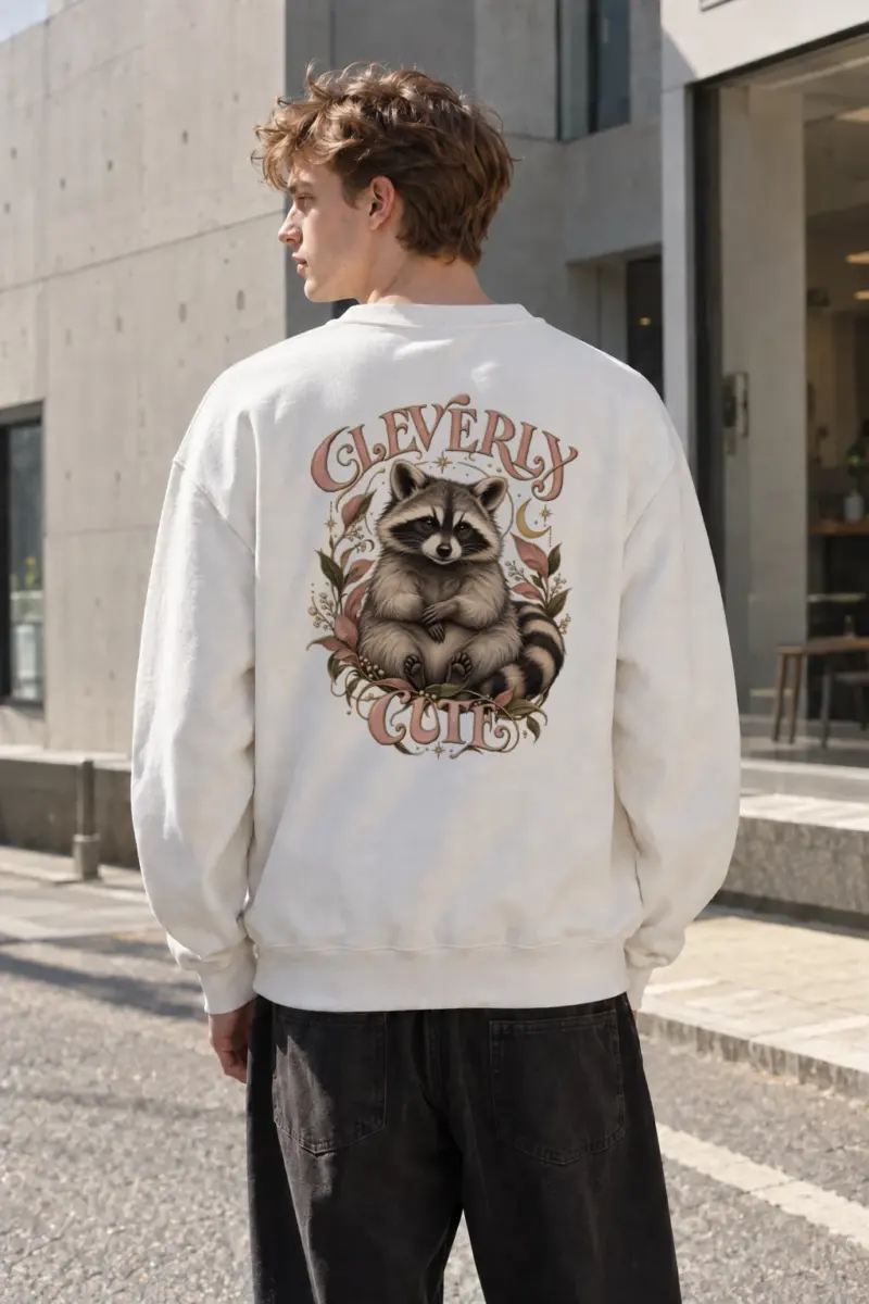 "Cleverly Cute Raccoon" Heavy Blend Unisex Crewneck Sweatshirt | Gildan 18000
